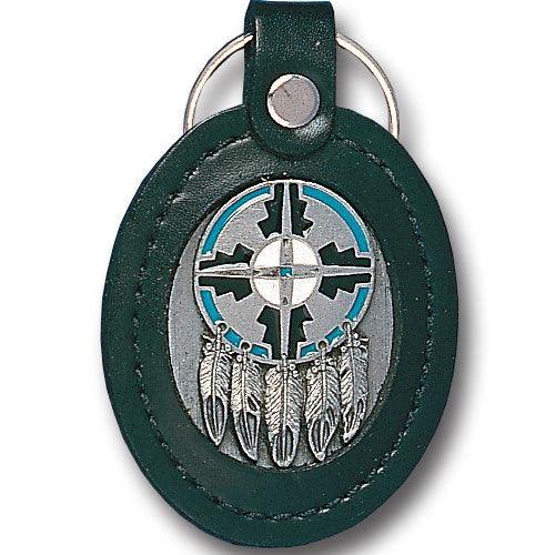 Leather Keychain - Shield & Feathers - Siskiyou Buckle