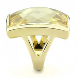 Alamode Gold Brass Ring with AAA Grade CZ in Topaz - Alamode - Flyclothing LLC