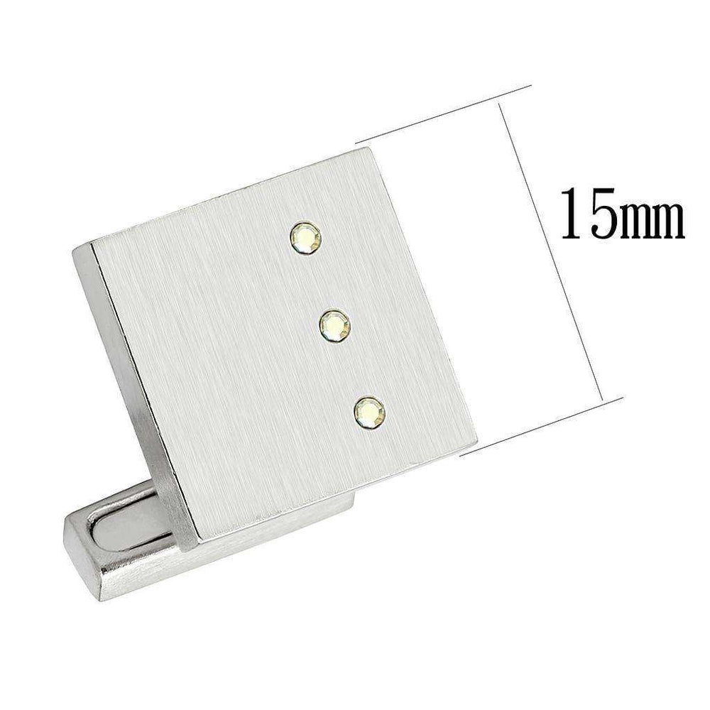 Alamode Rhodium Brass Cufflink with Top Grade Crystal in Aurora Borealis (Rainbow Effect) - Alamode - Flyclothing LLC