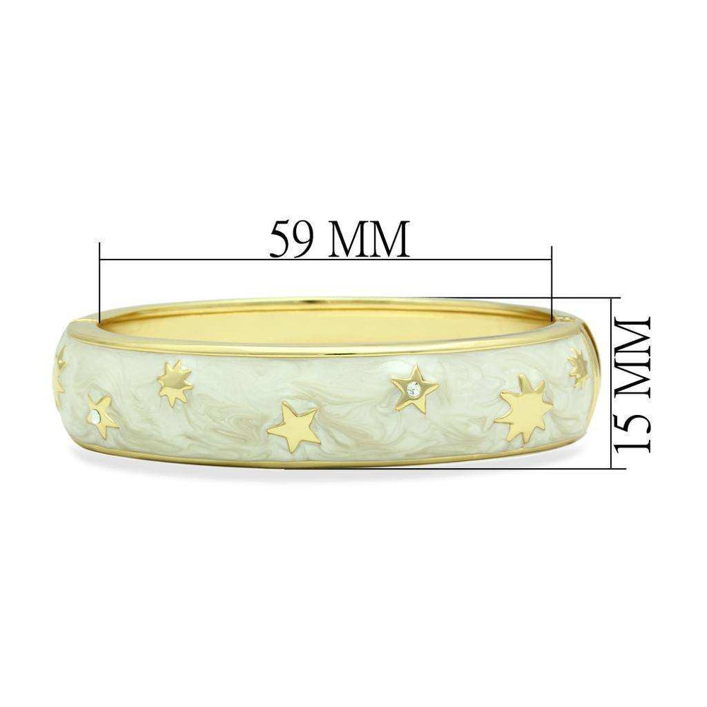 Alamode Flash Gold White Metal Bangle with Top Grade Crystal in Clear - Alamode - Flyclothing LLC
