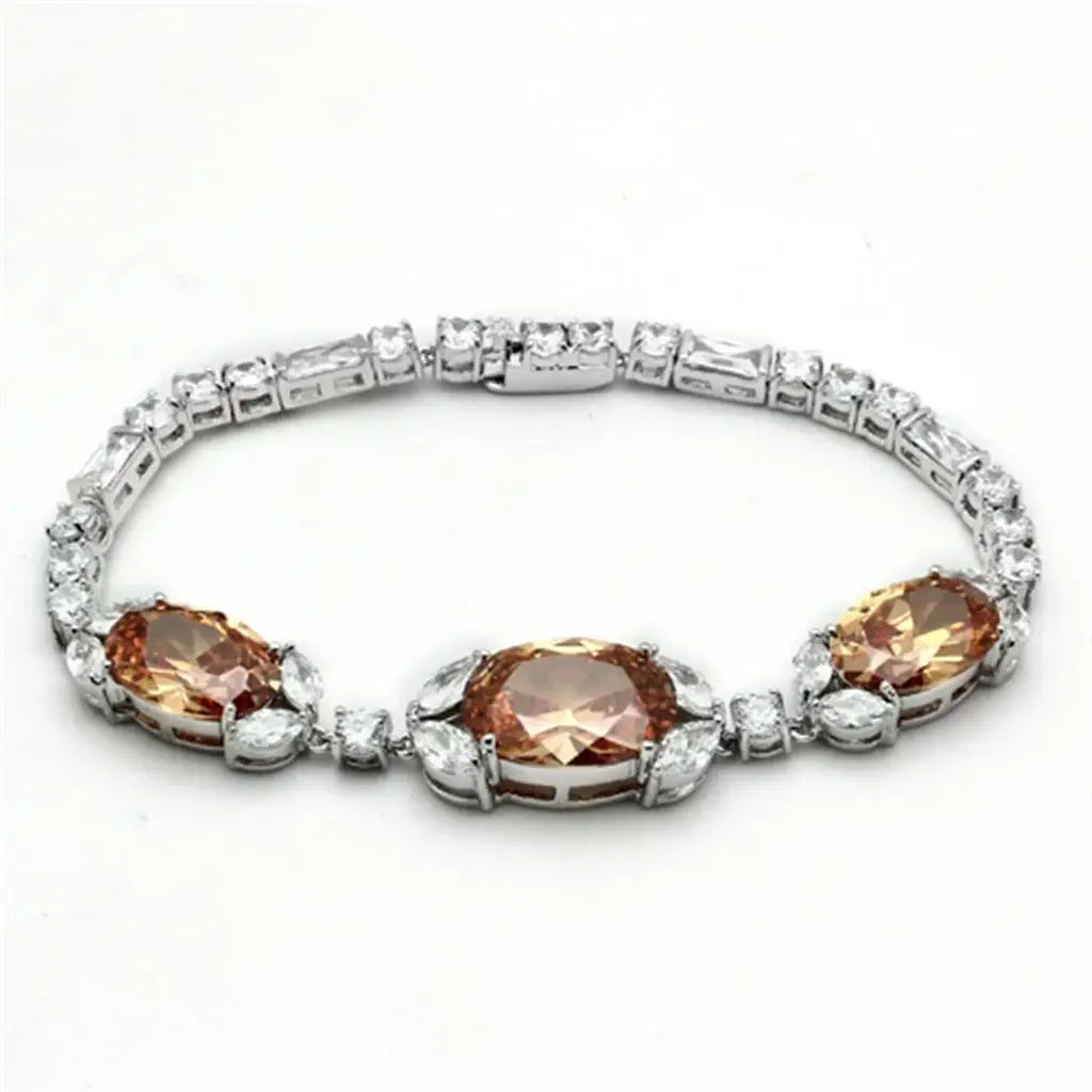 Alamode Rhodium Brass Jewelry Sets with AAA Grade CZ in Champagne - Alamode - Flyclothing LLC