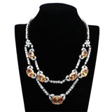Alamode Rhodium Brass Jewelry Sets with AAA Grade CZ in Champagne - Alamode