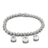 Alamode Rhodium Brass Jewelry Sets with AAA Grade CZ in Clear - Alamode