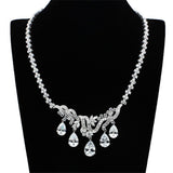 Alamode Rhodium Brass Jewelry Sets with AAA Grade CZ in Clear - Alamode