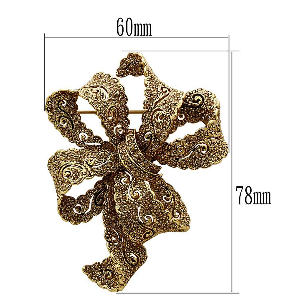Alamode Gold White Metal Brooches with Top Grade Crystal in Citrine Yellow - Alamode - Flyclothing LLC