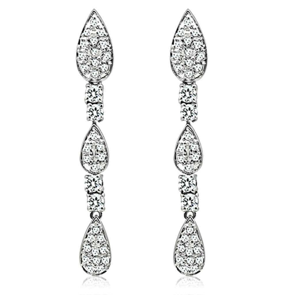 Alamode Rhodium Brass Jewelry Sets with AAA Grade CZ in Clear - Alamode - Flyclothing LLC