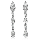 Alamode Rhodium Brass Jewelry Sets with AAA Grade CZ in Clear - Alamode