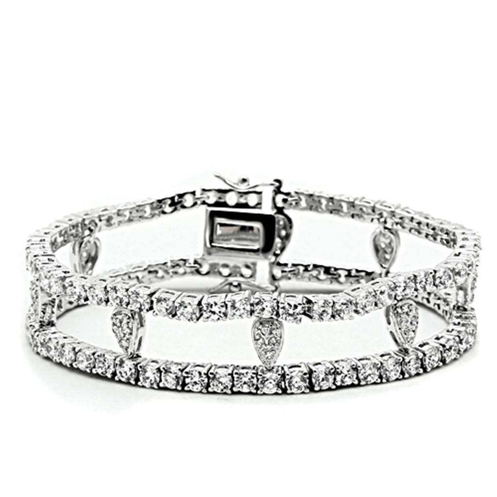 Alamode Rhodium Brass Jewelry Sets with AAA Grade CZ in Clear - Alamode - Flyclothing LLC