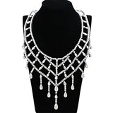 Alamode Rhodium Brass Jewelry Sets with AAA Grade CZ in Clear - Alamode