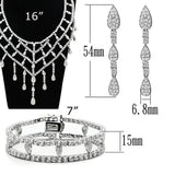 Alamode Rhodium Brass Jewelry Sets with AAA Grade CZ in Clear - Alamode - Flyclothing LLC
