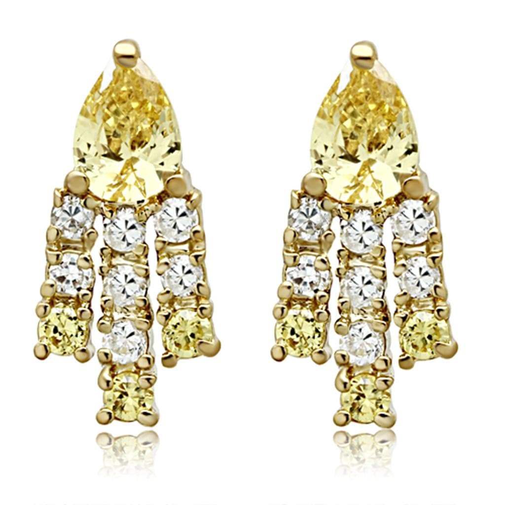 Alamode Gold Brass Jewelry Sets with AAA Grade CZ in Topaz - Alamode - Flyclothing LLC