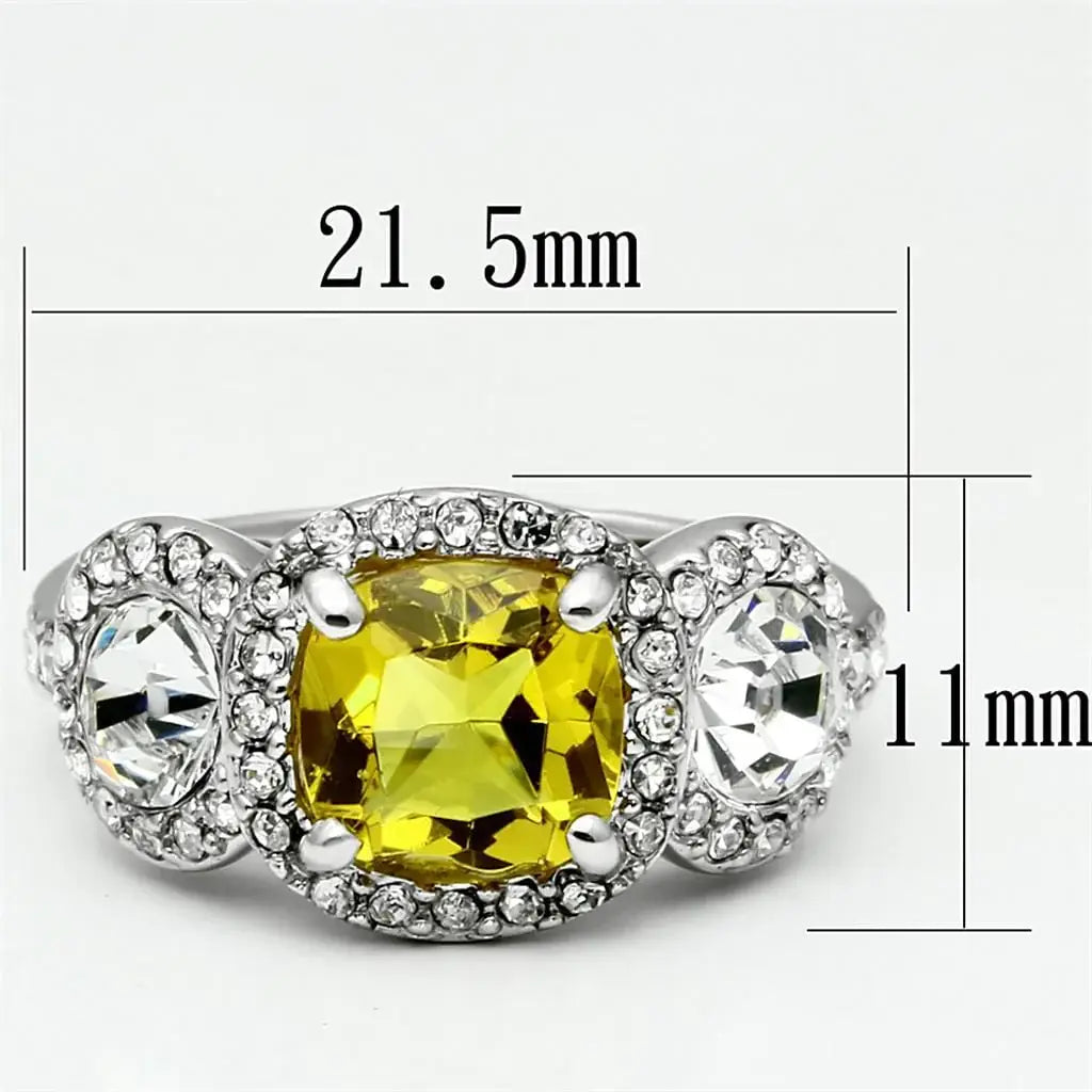 Alamode Rhodium Brass Ring with Synthetic Synthetic Glass in Topaz - Alamode - Flyclothing LLC