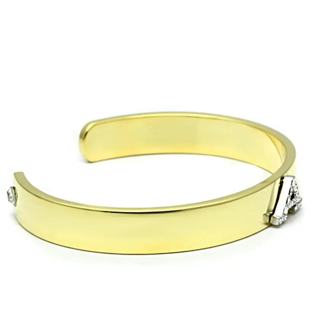 Alamode Gold+Rhodium White Metal Bangle with Top Grade Crystal in Clear - Alamode - Flyclothing LLC