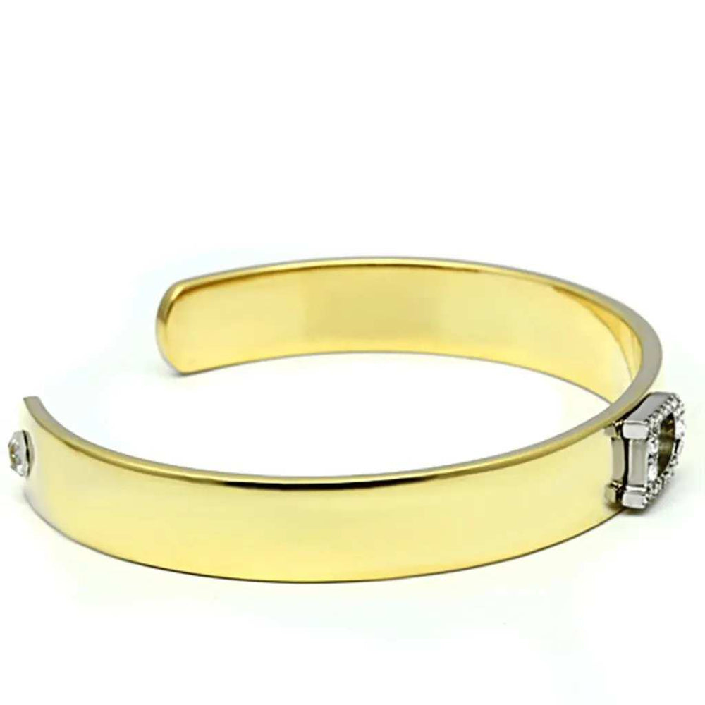 Alamode Gold+Rhodium White Metal Bangle with Top Grade Crystal in Clear - Alamode - Flyclothing LLC