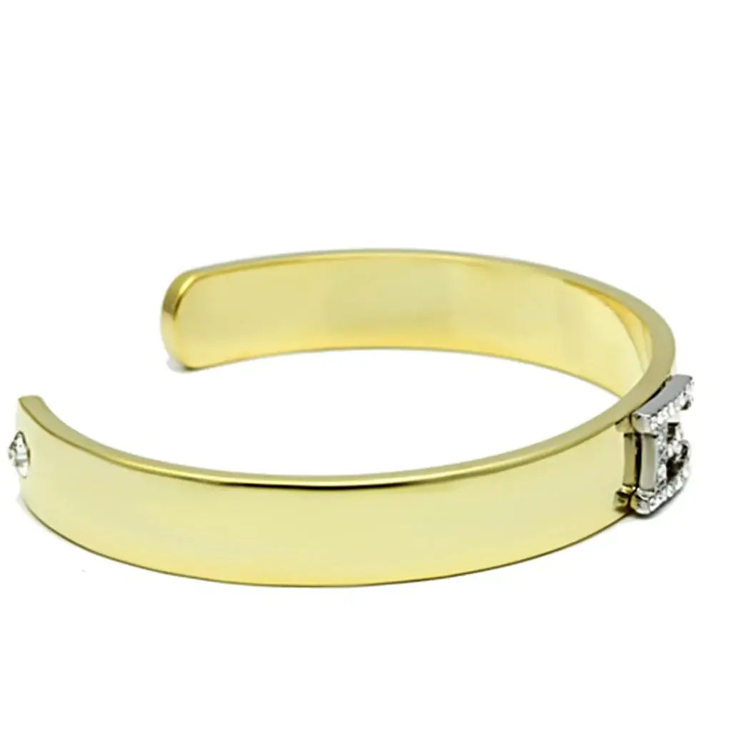 Alamode Gold+Rhodium White Metal Bangle with Top Grade Crystal in Clear - Alamode - Flyclothing LLC