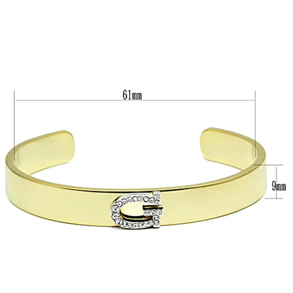 Alamode Gold+Rhodium White Metal Bangle with Top Grade Crystal in Clear - Alamode - Flyclothing LLC