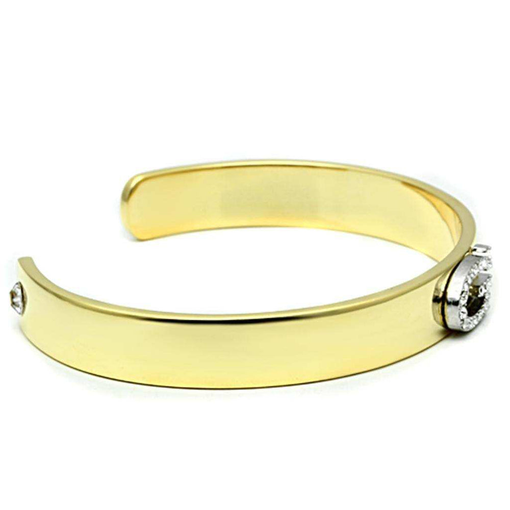 Alamode Gold+Rhodium White Metal Bangle with Top Grade Crystal in Clear - Alamode - Flyclothing LLC