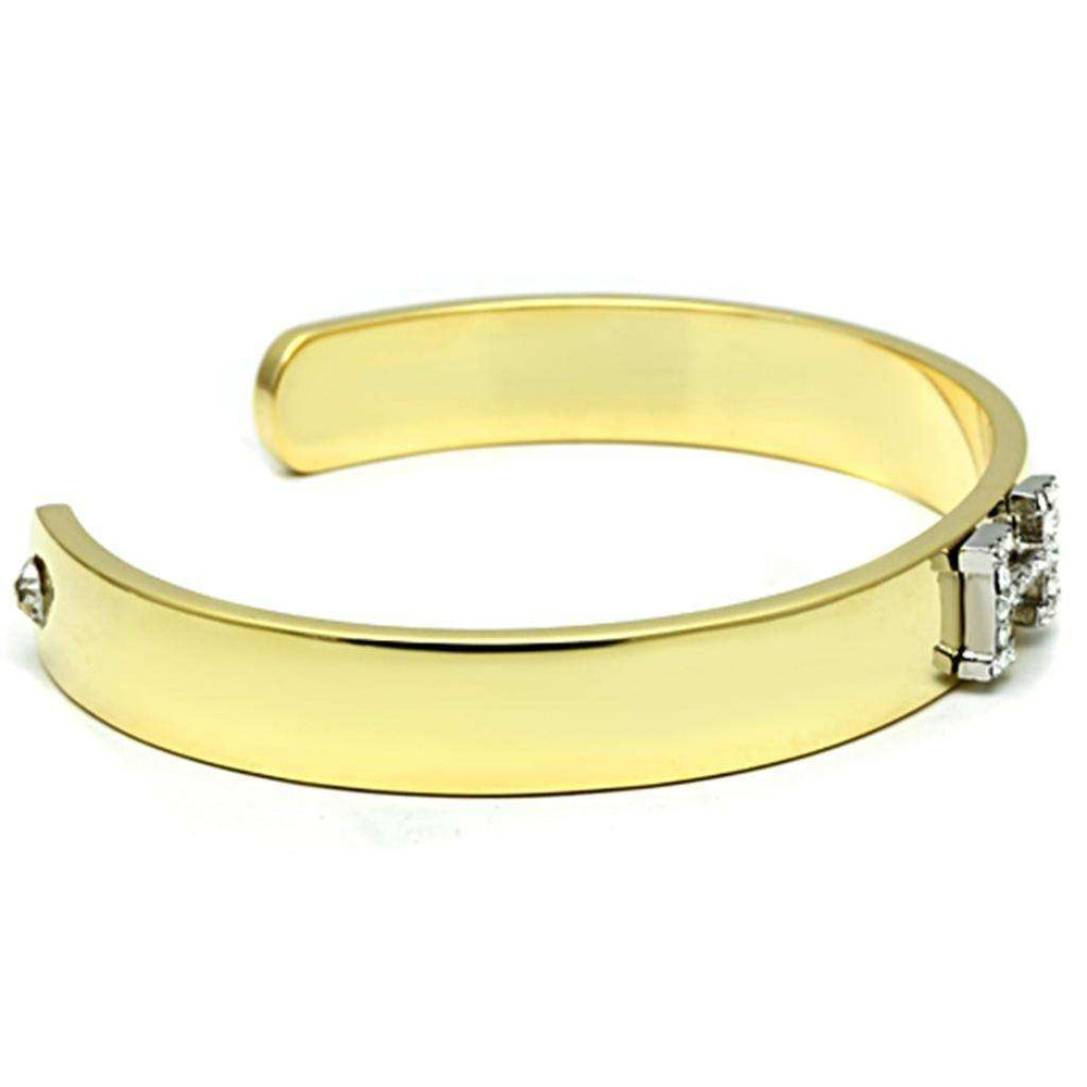 Alamode Gold+Rhodium White Metal Bangle with Top Grade Crystal in Clear - Alamode - Flyclothing LLC