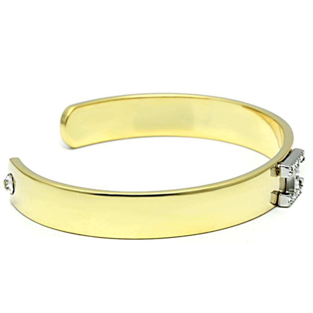 Alamode Gold+Rhodium White Metal Bangle with Top Grade Crystal in Clear - Alamode - Flyclothing LLC