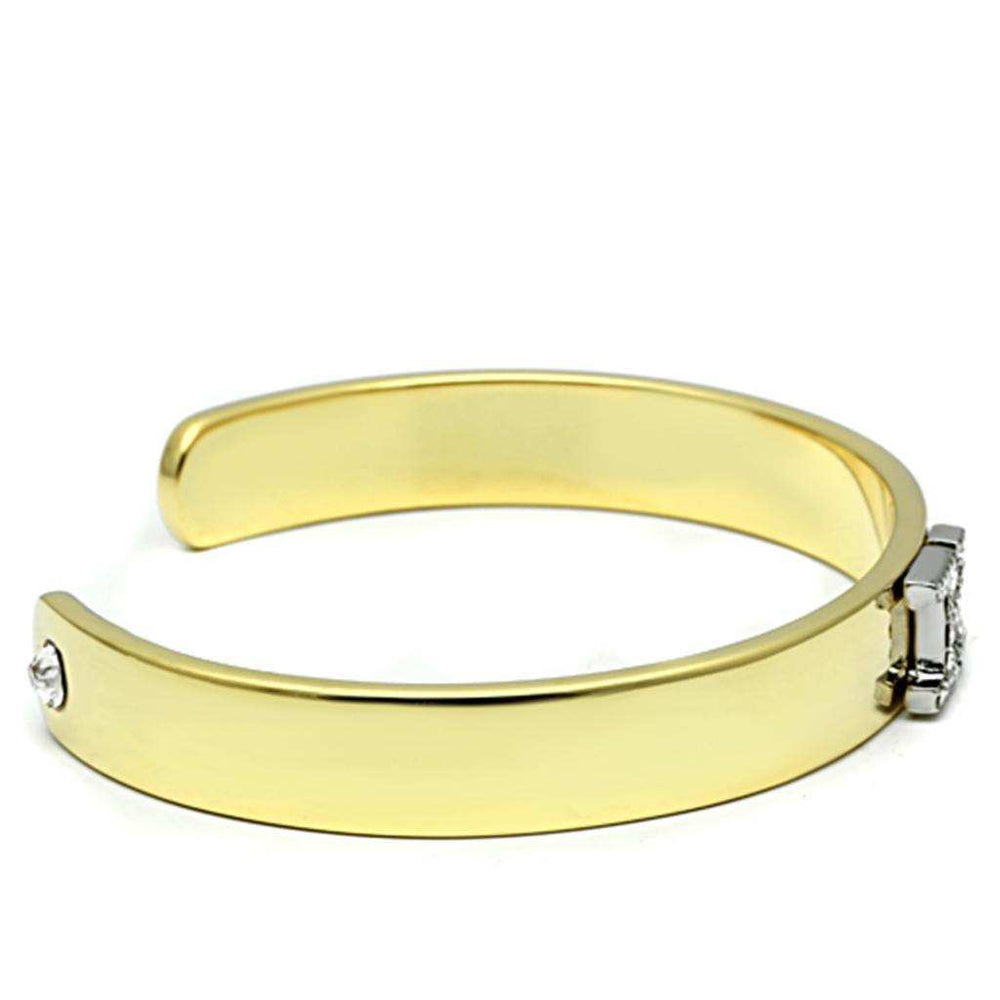 Alamode Gold+Rhodium White Metal Bangle with Top Grade Crystal in Clear - Alamode - Flyclothing LLC