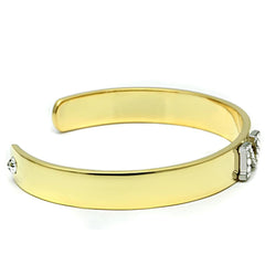 Alamode Gold+Rhodium White Metal Bangle with Top Grade Crystal in Clear - Alamode