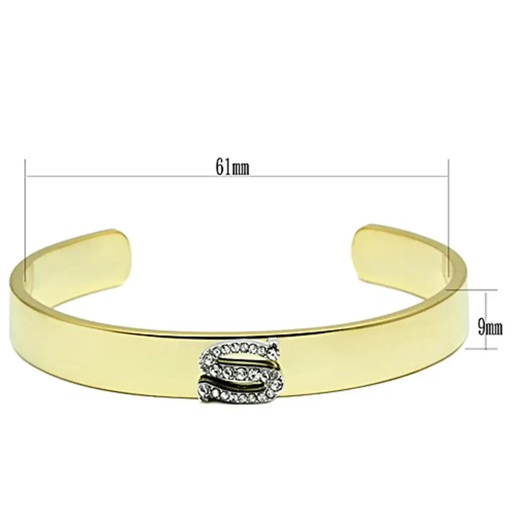 Alamode Gold+Rhodium White Metal Bangle with Top Grade Crystal in Clear - Alamode - Flyclothing LLC