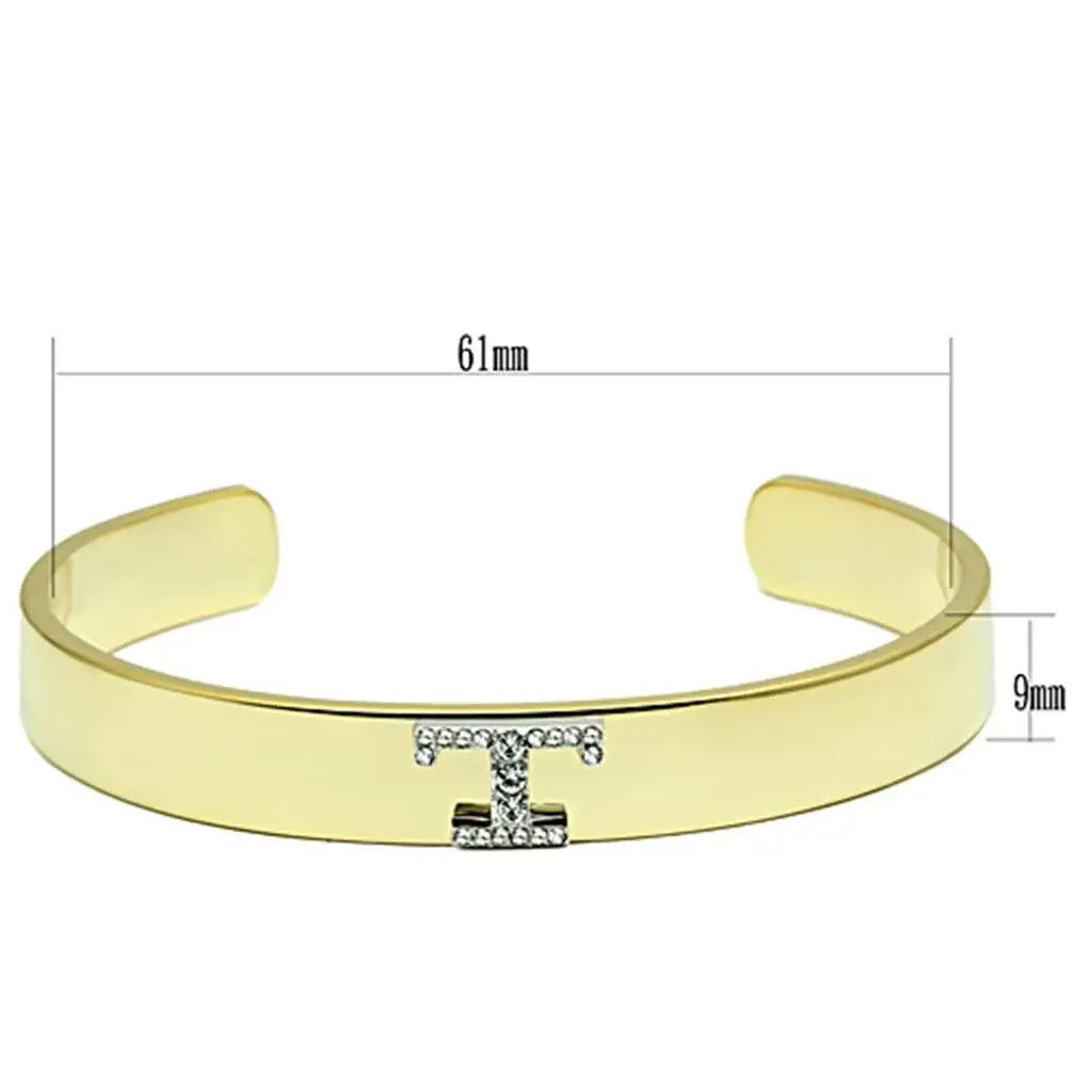 Alamode Gold+Rhodium White Metal Bangle with Top Grade Crystal in Clear - Alamode - Flyclothing LLC