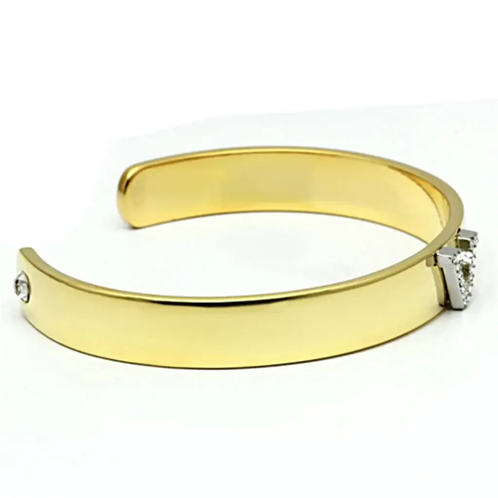 Alamode Gold+Rhodium White Metal Bangle with Top Grade Crystal in Clear - Alamode - Flyclothing LLC