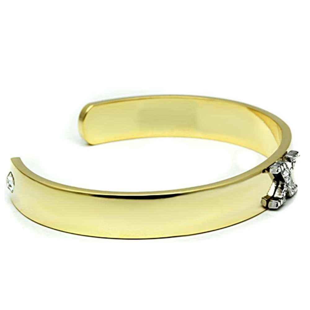 Alamode Gold+Rhodium White Metal Bangle with Top Grade Crystal in Clear - Alamode - Flyclothing LLC
