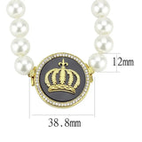 Alamode Gold Brass Necklace with Semi-Precious Onyx in Jet - Alamode - Flyclothing LLC