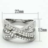 Alamode Rhodium Brass Ring with Top Grade Crystal in Clear - Alamode - Flyclothing LLC