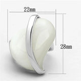 Alamode Rhodium Brass Ring with Synthetic Synthetic Stone in White - Alamode - Flyclothing LLC