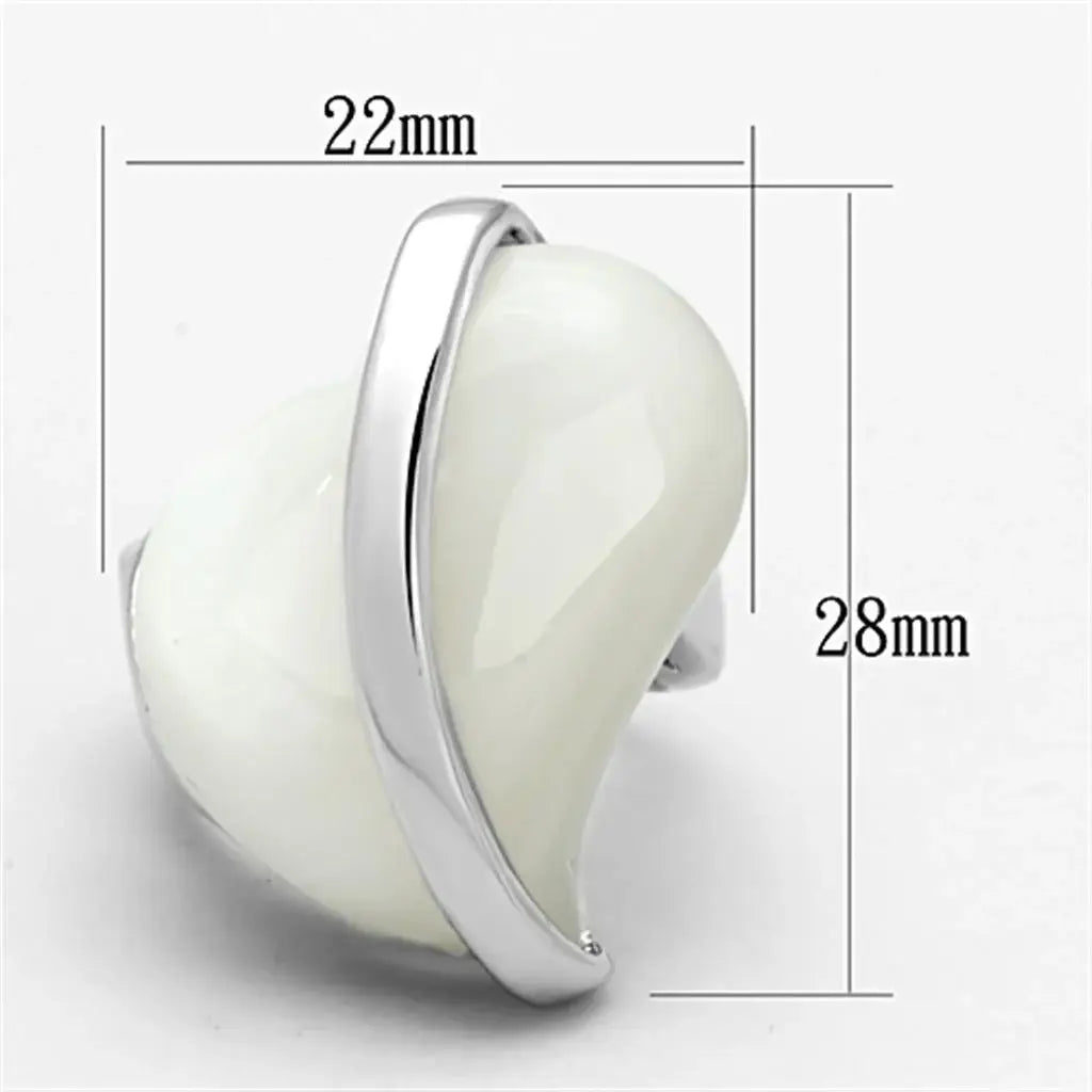 Alamode Rhodium Brass Ring with Synthetic Synthetic Stone in White - Alamode - Flyclothing LLC