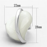 Alamode Rhodium Brass Ring with Synthetic Synthetic Stone in White - Alamode