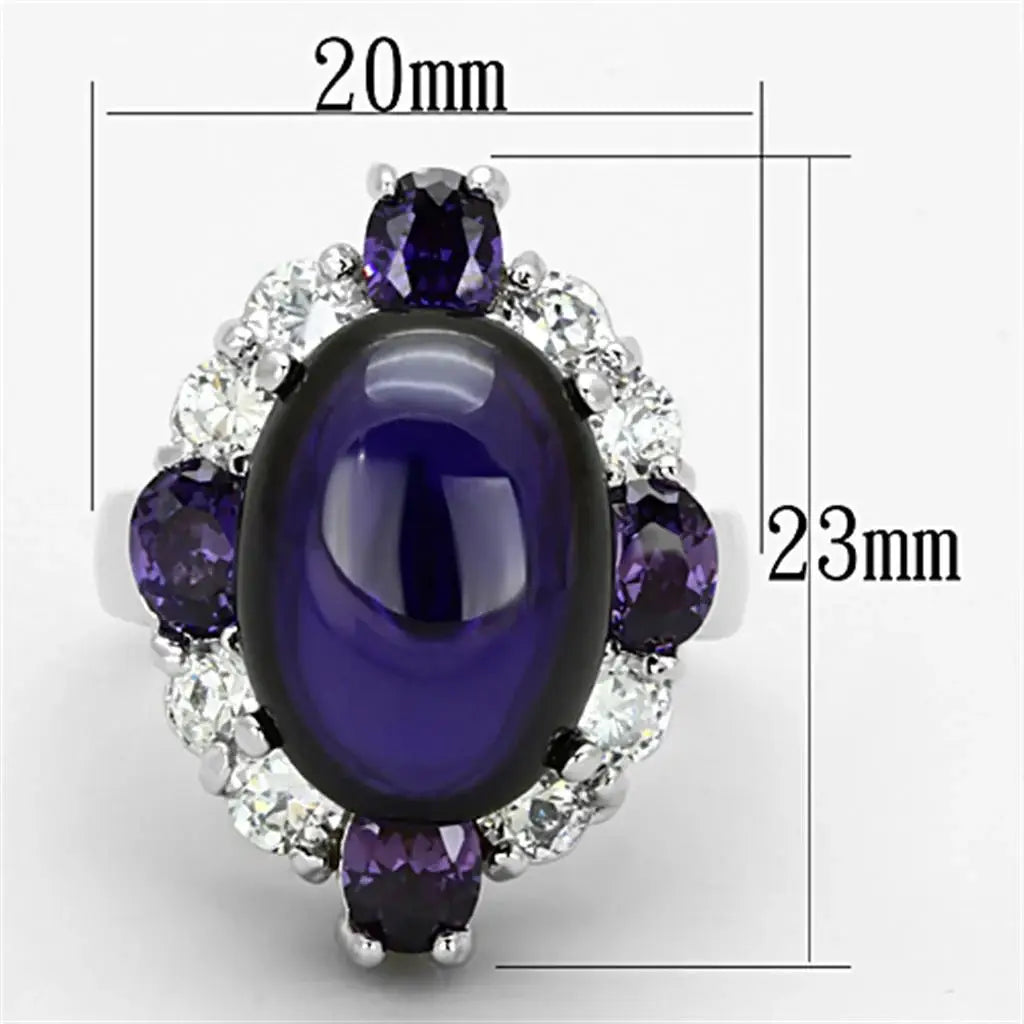 Alamode Rhodium Brass Ring with AAA Grade CZ in Fuchsia - Alamode - Flyclothing LLC