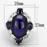 Alamode Rhodium Brass Ring with AAA Grade CZ in Fuchsia - Alamode