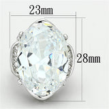Alamode Rhodium Brass Ring with AAA Grade CZ in Clear - Alamode