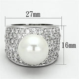Alamode Rhodium Brass Ring with Synthetic Pearl in White - Alamode - Flyclothing LLC