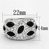 Alamode Rhodium Brass Ring with Synthetic Cat Eye in Jet - Alamode - Flyclothing LLC