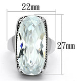 Alamode Rhodium Brass Ring with AAA Grade CZ in Clear - Alamode