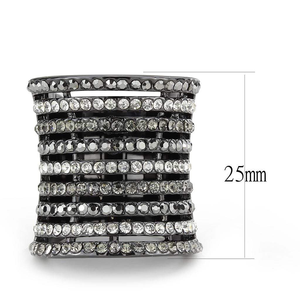 Alamode Ruthenium Brass Ring with Top Grade Crystal in Black Diamond - Alamode - Flyclothing LLC