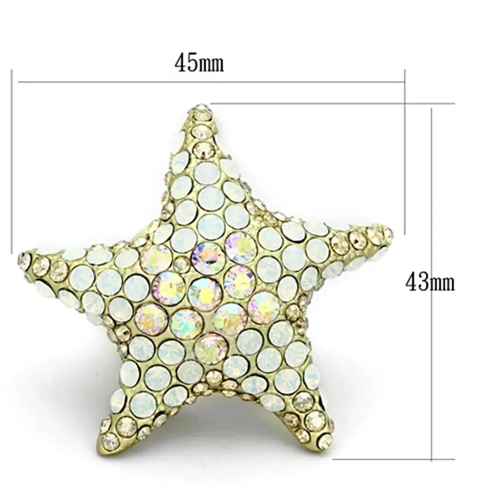 Alamode Matte Gold Brass Ring with Top Grade Crystal in Multi Color - Alamode - Flyclothing LLC