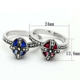 Alamode Rhodium Brass Ring with Synthetic Synthetic Glass in Multi Color - Alamode - Flyclothing LLC