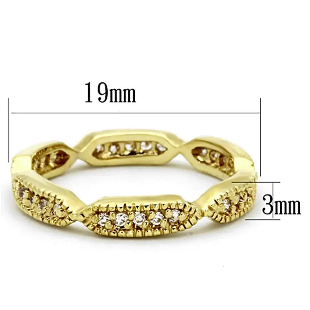 Alamode Gold Brass Ring with AAA Grade CZ in Clear - Alamode - Flyclothing LLC