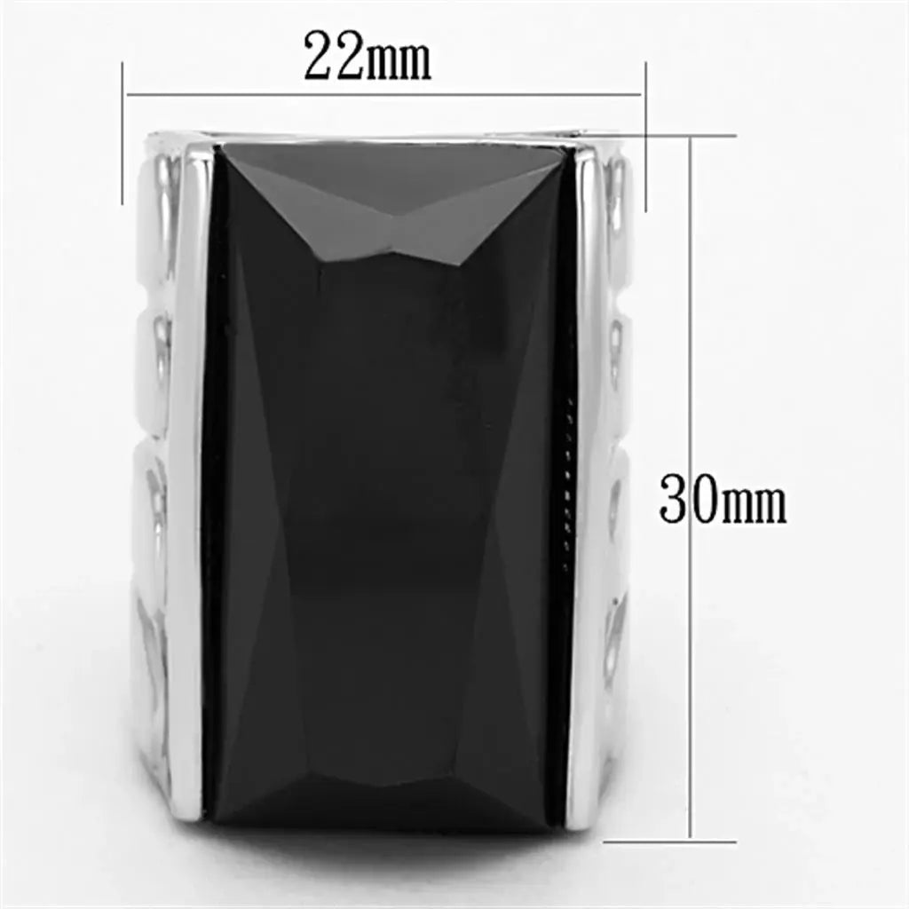 Alamode Rhodium Brass Ring with AAA Grade CZ in Black Diamond - Alamode - Flyclothing LLC