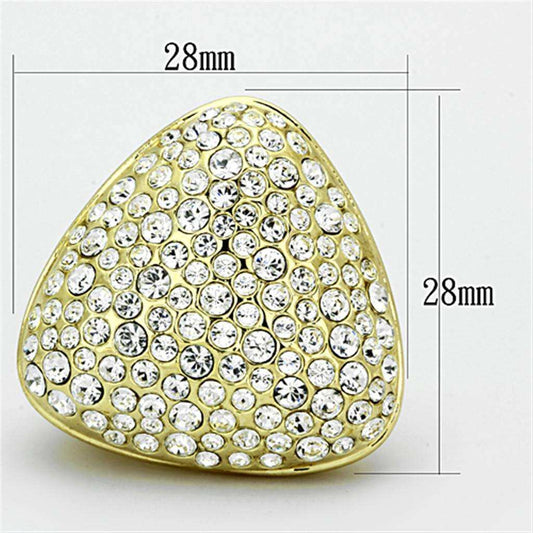 Alamode Gold Brass Ring with Top Grade Crystal in Clear - Alamode - Flyclothing LLC