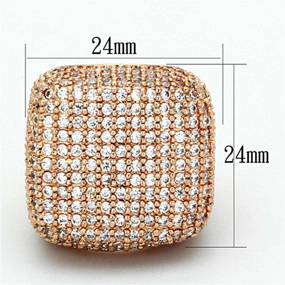 Alamode Rose Gold Brass Ring with AAA Grade CZ in Clear - Alamode - Flyclothing LLC