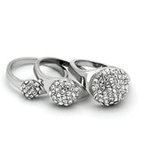 Alamode Rhodium Brass Ring with Top Grade Crystal in Clear - Alamode - Flyclothing LLC