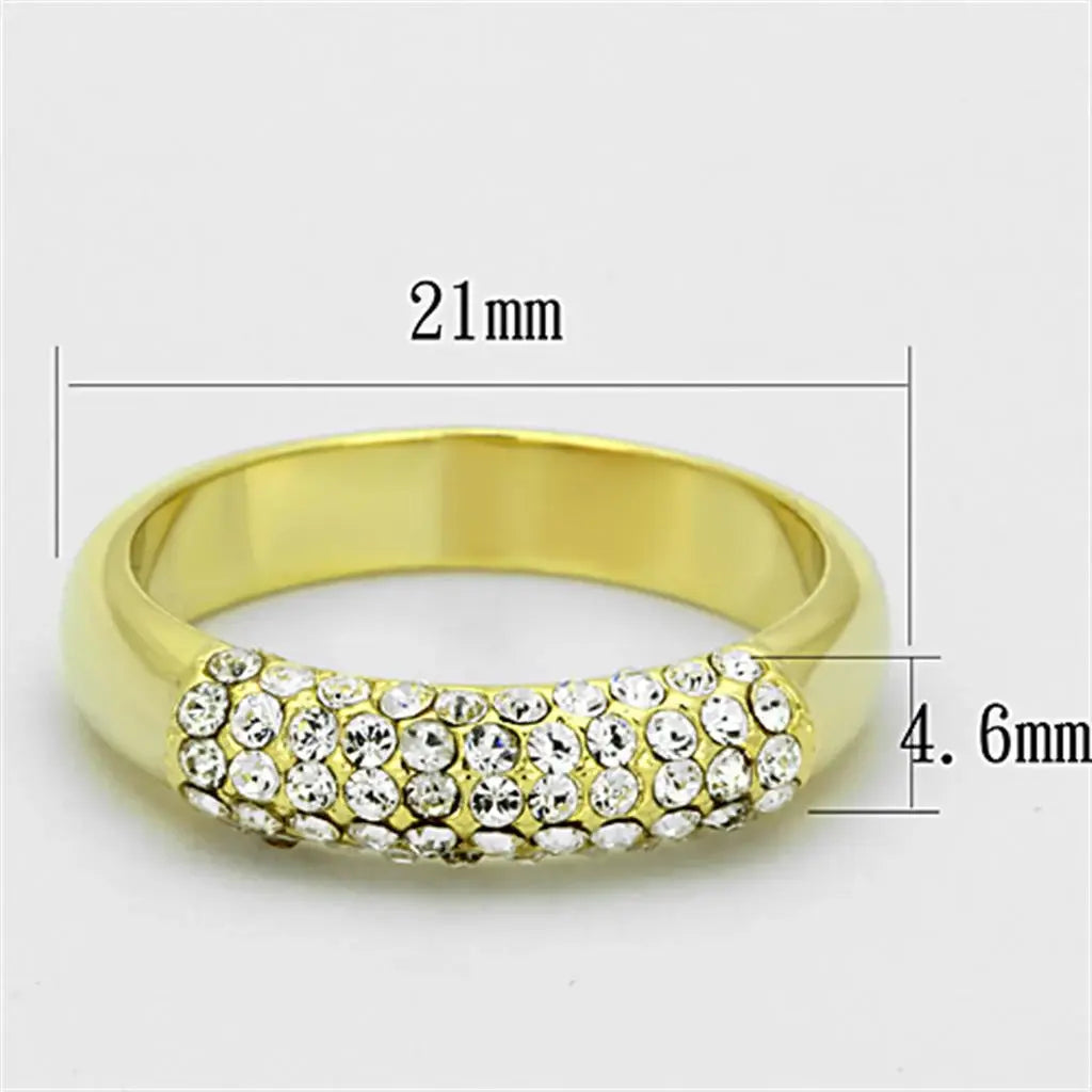 Alamode Gold Brass Ring with Top Grade Crystal in Clear - Alamode - Flyclothing LLC