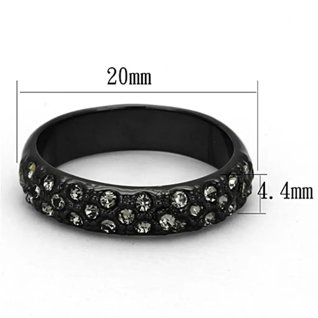 Alamode TIN Cobalt Black Brass Ring with Top Grade Crystal in Black Diamond - Alamode - Flyclothing LLC